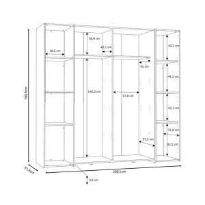 pak-318-000002-4 ΝΤΟΥΛΑΠΑ ΡΟΥΧΩΝ CLOSET PAKOWORLD ΤΕΤΡΑΦΥΛΛΗ SONOMA OAK-ΛΕΥΚΟ ΜΕΛΑΜΙΝΗΣ 200X61.5X190.5ΕΚ