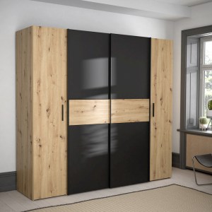 pak-318-000003-1 ΝΤΟΥΛΑΠΑ ΡΟΥΧΩΝ BEKERK PAKOWORLD ΤΕΤΡΑΦΥΛΛΗ ΜΑΥΡΟ-OAK ΜΕΛΑΜΙΝΗΣ 200X61.5X190.5ΕΚ