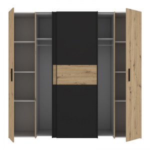 pak-318-000003-3 ΝΤΟΥΛΑΠΑ ΡΟΥΧΩΝ BEKERK PAKOWORLD ΤΕΤΡΑΦΥΛΛΗ ΜΑΥΡΟ-OAK ΜΕΛΑΜΙΝΗΣ 200X61.5X190.5ΕΚ