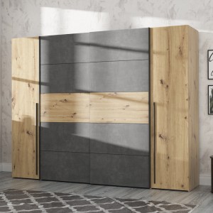 pak-318-000005-1 ΝΤΟΥΛΑΠΑ ΡΟΥΧΩΝ VERZO PAKOWORLD ΤΕΤΡΑΦΥΛΛΗ OAK-ΑΝΘΡΑΚΙ ΜΕΛΑΜΙΝΗΣ 270.5X61.5X210.5ΕΚ