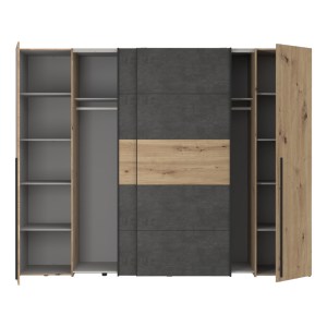 pak-318-000005-3 ΝΤΟΥΛΑΠΑ ΡΟΥΧΩΝ VERZO PAKOWORLD ΤΕΤΡΑΦΥΛΛΗ OAK-ΑΝΘΡΑΚΙ ΜΕΛΑΜΙΝΗΣ 270.5X61.5X210.5ΕΚ