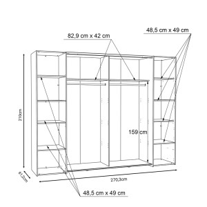 pak-318-000005-4 ΝΤΟΥΛΑΠΑ ΡΟΥΧΩΝ VERZO PAKOWORLD ΤΕΤΡΑΦΥΛΛΗ OAK-ΑΝΘΡΑΚΙ ΜΕΛΑΜΙΝΗΣ 270.5X61.5X210.5ΕΚ