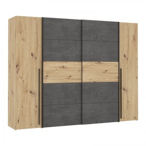 pak-318-000005 ΝΤΟΥΛΑΠΑ ΡΟΥΧΩΝ VERZO PAKOWORLD ΤΕΤΡΑΦΥΛΛΗ OAK-ΑΝΘΡΑΚΙ ΜΕΛΑΜΙΝΗΣ 270.5X61.5X210.5ΕΚ