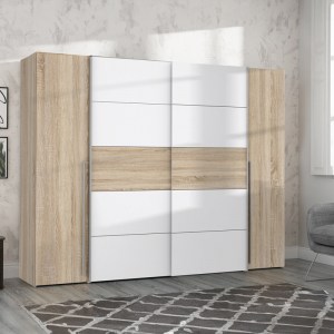 pak-318-000006-1 ΝΤΟΥΛΑΠΑ ΡΟΥΧΩΝ VERZO PAKOWORLD ΤΕΤΡΑΦΥΛΛΗ OAK-ΛΕΥΚΟ ΜΕΛΑΜΙΝΗΣ 270,5X61.5X210.5ΕΚ