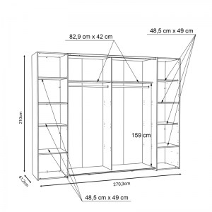 pak-318-000006-4 ΝΤΟΥΛΑΠΑ ΡΟΥΧΩΝ VERZO PAKOWORLD ΤΕΤΡΑΦΥΛΛΗ OAK-ΛΕΥΚΟ ΜΕΛΑΜΙΝΗΣ 270,5X61.5X210.5ΕΚ
