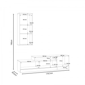 pak-318-000012-4 ΣΥΝΘΕΤΟ ΣΑΛΟΝΙΟΥ HALMI PAKOWORLD ΛΕΥΚΟ-OAK ΜΕΛΑΜΙΝΗΣ 180X39X190ΕΚ