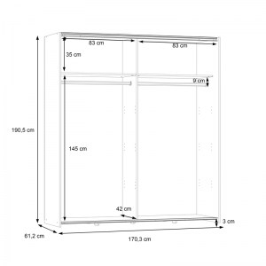 pak-318-000019-2 ΝΤΟΥΛΑΠΑ ΡΟΥΧΩΝ NOEZ PAKOWORLD ΔΙΦΥΛΛΗ ΜΕ ΡΑΦΙΑ SONOMA ΜΕΛΑΜΙΝΗΣ 170.5X61X190.5ΕΚ