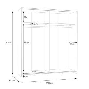 pak-318-000042-7 ΝΤΟΥΛΑΠΑ ΡΟΥΧΩΝ NOEZ I PAKOWORLD ΔΙΦΥΛΛΗ ΜΕ ΡΑΦΙΑ ΣΕ ΛΕΥΚΗ ΑΠΟΧΡΩΣΗ 170.5X61X190.5ΕΚ