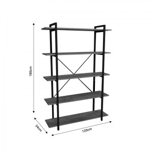 pak-321-000001-3 ΒΙΒΛΙΟΘΗΚΗ RESON PAKOWORLD OAK-ΜΑΥΡΟ ΜΕΛΑΜΙΝΗΣ 120X34X180ΕΚ