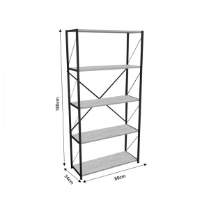 pak-321-000003-3 ΒΙΒΛΙΟΘΗΚΗ TIKILMO PAKOWORLD OAK-ΜΑΥΡΟ ΜΕΛΑΜΙΝΗΣ 88X34X180ΕΚ