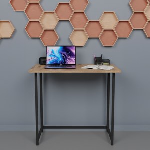 pak-321-000026-1 ΓΡΑΦΕΙΟ ΕΡΓΑΣΙΑΣ ΠΤΥΣΣΟΜΕΝΟ THOX PAKOWORLD OAK-ΜΑΥΡΟ ΜΕΛΑΜΙΝΗΣ 80X50X72ΕΚ