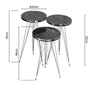 pak-321-000067-2 ΒΟΗΘΗΤΙΚΑ ΤΡΑΠΕΖΙΑ WAKMI PAKOWORLD ΣΕΤ 3ΤΕΜ ΜΑΥΡΟ ΜΑΡΜΑΡΟΥ ΜΕΛΑΜΙΝΗΣ-ΧΡΥΣΟ ΜΕΤΑΛΛΟ