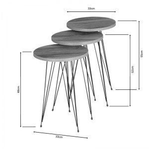 pak-321-000070-2 ΒΟΗΘΗΤΙΚΑ ΤΡΑΠΕΖΙΑ WAKMI PAKOWORLD ΣΕΤ 3ΤΕΜ ΦΥΣΙΚΟ ΜΕΛΑΜΙΝΗΣ-ΜΑΥΡΟ ΜΕΤΑΛΛΟ