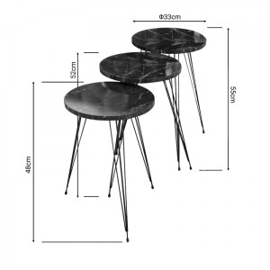 pak-321-000071-2 ΒΟΗΘΗΤΙΚΑ ΤΡΑΠΕΖΙΑ WAKMI PAKOWORLD ΣΕΤ 3ΤΕΜ ΜΑΥΡΟ ΜΑΡΜΑΡΟΥ ΜΕΛΑΜΙΝΗΣ-ΜΑΥΡΟ ΜΕΤΑΛΛΟ