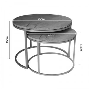 pak-321-000074-2 ΤΡΑΠΕΖΙΑ ΣΑΛΟΝΙΟΥ SOLME PAKOWORLD ΣΕΤ 2ΤΕΜ ΓΚΡΙ ΜΑΡΜΑΡΟΥ ΜΕΛΑΜΙΝΗΣ-ΧΡΥΣΟ ΜΕΤΑΛΛΟ