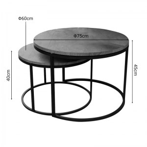 pak-321-000080-2 ΤΡΑΠΕΖΙΑ ΣΑΛΟΝΙΟΥ SOLME PAKOWORLD ΣΕΤ 2ΤΕΜ ΓΚΡΙ ΜΑΡΜΑΡΟΥ ΜΕΛΑΜΙΝΗΣ-ΜΑΥΡΟ ΜΕΤΑΛΛΟ