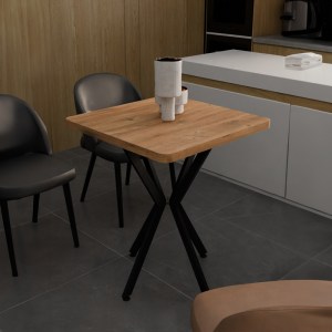 pak-321-000081-1 ΤΡΑΠΕΖΙ PRESTONE PAKOWORLD OAK ΜΕΛΑΜΙΝΗΣ-ΜΑΥΡΟ ΜΕΤΑΛΛΟ 70X70X75ΕΚ