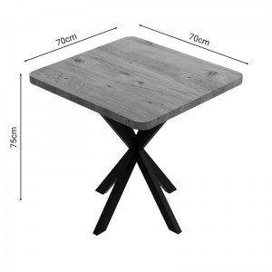 pak-321-000081-2 ΤΡΑΠΕΖΙ PRESTONE PAKOWORLD OAK ΜΕΛΑΜΙΝΗΣ-ΜΑΥΡΟ ΜΕΤΑΛΛΟ 70X70X75ΕΚ