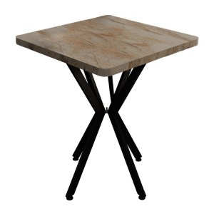 pak-321-000083 ΤΡΑΠΕΖΙ PRESTONE PAKOWORLD ΛΕΥΚΟ ΜΑΡΜΑΡΟΥ ΜΕΛΑΜΙΝΗΣ-ΜΑΥΡΟ ΜΕΤΑΛΛΟ 70X70X75ΕΚ