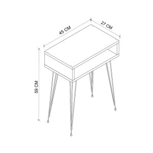 pak-321-000113-2 ΚΟΜΟΔΙΝΟ NAIDA PAKOWORLD ΣΕ OAK ΑΠΟΧΡΩΣΗ -ΜΑΥΡΑ ΜΕΤΑΛΛΙΚΑ ΠΟΔΙΑ 40X30X59ΕΚ