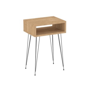pak-321-000113 ΚΟΜΟΔΙΝΟ NAIDA PAKOWORLD ΣΕ OAK ΑΠΟΧΡΩΣΗ -ΜΑΥΡΑ ΜΕΤΑΛΛΙΚΑ ΠΟΔΙΑ 40X30X59ΕΚ