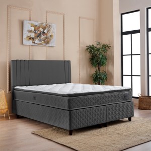 pak-322-000029-1 ΚΡΕΒΑΤΙ ΜΕ ΑΠΟΘΗΚΕΥΤΙΚΟ ΧΩΡΟ LINEO PAKOWORLD ΜΠΟΥΚΛΕ ΣΕ ΑΝΘΡΑΚΙ ΑΠΟΧΡΩΣΗ 160X200ΕΚ