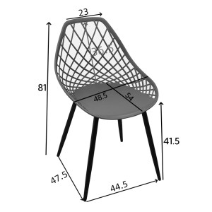pak-326-000020-4 ΚΑΡΕΚΛΑ SUAN PAKOWORLD PP ΣΕ ΑΝΘΡΑΚΙ ΑΠΟΧΡΩΣΗ ΚΑΙ ΜΑΥΡΟ ΜΕΤΑΛΛΙΚΟ ΠΟΔΙ 56X49X82ΕΚ