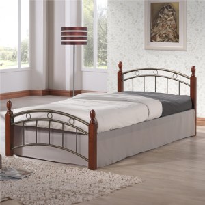 pak-330-000004 ΚΡΕΒΑΤΙ ΜΟΝΟ CLARIVE PAKOWORLD ΚΑΡΥΔΙ RUBBERWOOD-ΜΑΥΡΟ ΜΕΤΑΛΛΟ 90X190ΕΚ