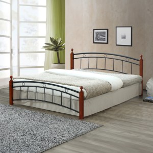 pak-330-000005 ΚΡΕΒΑΤΙ ΔΙΠΛΟ CLARIVE PAKOWORLD ΚΑΡΥΔΙ RUBBERWOOD-ΜΑΥΡΟ ΜΕΤΑΛΛΟ 140X190ΕΚ