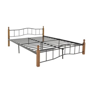 pak-330-000008-1 ΚΡΕΒΑΤΙ ΔΙΠΛΟ FARYN PAKOWORLD ΚΑΡΥΔΙ RUBBERWOOD-ΜΑΥΡΟ ΜΕΤΑΛΛΟ 140X200ΕΚ