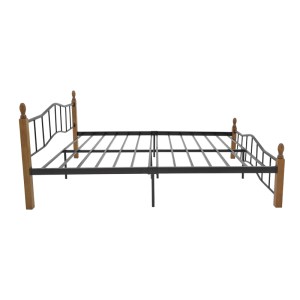 pak-330-000008-3 ΚΡΕΒΑΤΙ ΔΙΠΛΟ FARYN PAKOWORLD ΚΑΡΥΔΙ RUBBERWOOD-ΜΑΥΡΟ ΜΕΤΑΛΛΟ 140X200ΕΚ