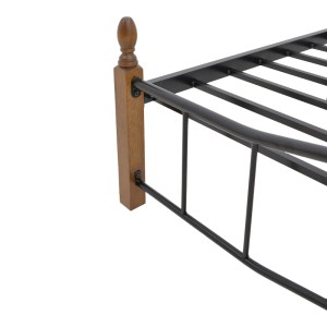 pak-330-000008-5 ΚΡΕΒΑΤΙ ΔΙΠΛΟ FARYN PAKOWORLD ΚΑΡΥΔΙ RUBBERWOOD-ΜΑΥΡΟ ΜΕΤΑΛΛΟ 140X200ΕΚ