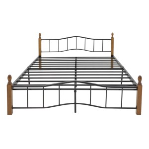 pak-330-000009-2 ΚΡΕΒΑΤΙ ΔΙΠΛΟ FARYN PAKOWORLD ΚΑΡΥΔΙ RUBBERWOOD-ΜΑΥΡΟ ΜΕΤΑΛΛΟ 150X200ΕΚ