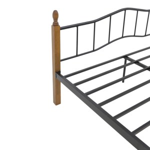 pak-330-000009-4 ΚΡΕΒΑΤΙ ΔΙΠΛΟ FARYN PAKOWORLD ΚΑΡΥΔΙ RUBBERWOOD-ΜΑΥΡΟ ΜΕΤΑΛΛΟ 150X200ΕΚ