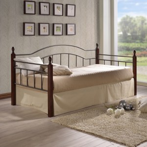 pak-330-000012 ΚΑΝΑΠΕΣ-ΚΡΕΒΑΤΙ NIKA PAKOWORLD ΚΑΡΥΔΙ RUBBERWOOD-ΜΑΥΡΟ ΜΕΤΑΛΛΟ 90X190ΕΚ