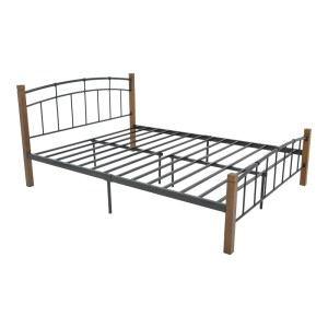 pak-330-000019-1 ΚΡΕΒΑΤΙ MANDY PAKOWORLD ΞΥΛΟ ΣΕ ΚΑΡΥΔΙ ΑΠΟΧΡΩΣΗ-ΜΑΥΡΟ ΜΕΤΑΛΛΟ 150X200ΕΚ
