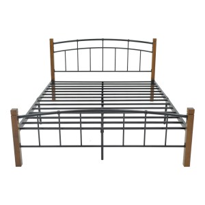 pak-330-000019-2 ΚΡΕΒΑΤΙ MANDY PAKOWORLD ΞΥΛΟ ΣΕ ΚΑΡΥΔΙ ΑΠΟΧΡΩΣΗ-ΜΑΥΡΟ ΜΕΤΑΛΛΟ 150X200ΕΚ