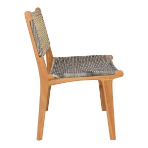 pak-333-000004-2 ΚΑΡΕΚΛΑ DARIEN PAKOWORLD ΣΚΕΛΕΤΟΣ TEAK ΞΥΛΟ ΣΕ ΦΥΣΙΚΗ ΑΠΟΧΡΩΣΗ ΚΑΙ ΚΡΕΜ-ΜΑΥΡΟ ΣΧΟΙΝΙ 52X62X86ΕΚ