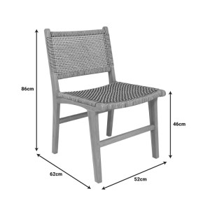pak-333-000004-5 ΚΑΡΕΚΛΑ DARIEN PAKOWORLD ΣΚΕΛΕΤΟΣ TEAK ΞΥΛΟ ΣΕ ΦΥΣΙΚΗ ΑΠΟΧΡΩΣΗ ΚΑΙ ΚΡΕΜ-ΜΑΥΡΟ ΣΧΟΙΝΙ 52X62X86ΕΚ