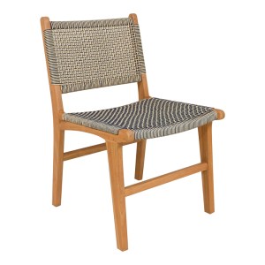 pak-333-000004 ΚΑΡΕΚΛΑ DARIEN PAKOWORLD ΣΚΕΛΕΤΟΣ TEAK ΞΥΛΟ ΣΕ ΦΥΣΙΚΗ ΑΠΟΧΡΩΣΗ ΚΑΙ ΚΡΕΜ-ΜΑΥΡΟ ΣΧΟΙΝΙ 52X62X86ΕΚ