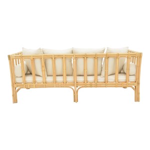 pak-335-000013-3 ΚΑΝΑΠΕΣ ALESSA PAKOWORLD ΦΥΣΙΚΟ RATTAN-ΛΕΥΚΟ ΥΦΑΣΜΑ ΜΕ ΜΑΞΙΛΑΡΙΑ 200X100X76ΕΚ
