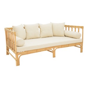 pak-335-000013 ΚΑΝΑΠΕΣ ALESSA PAKOWORLD ΦΥΣΙΚΟ RATTAN-ΛΕΥΚΟ ΥΦΑΣΜΑ ΜΕ ΜΑΞΙΛΑΡΙΑ 200X100X76ΕΚ