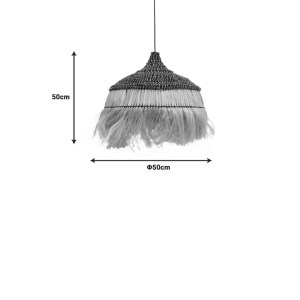 pak-339-000003-2 ΦΩΤΙΣΤΙΚΟ ΟΡΟΦΗΣ ARUPADE INART ABACA ΞΥΛΟ ΣΕ ΦΥΣΙΚΟ-ΜΑΥΡΟ ΧΡΩΜΑ Φ50X50ΕΚ