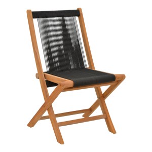pak-340-000001 ΚΑΡΕΚΛΑ BANOU PAKOWORLD ΠΤΥΣΣΟΜΕΝΗ TEAK ΞΥΛΟ ΚΑΙ PE ΣΧΟΙΝΙ ΣΕ ΜΑΥΡΗ ΑΠΟΧΡΩΣΗ 52.5X56X89ΕΚ