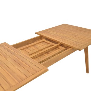 pak-340-000026-7 ΤΡΑΠΕΖΑΡΙΑ 7 ΤΕΜ. BANOU-PINO PAKOWORLD TEAK ΞΥΛΟ ΣΕ ΦΥΣΙΚΗ - ΜΑΥΡΗ ΑΠΟΧΡΩΣΗ 180/240X100X75ΕΚ