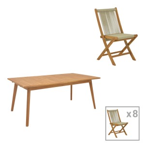 pak-340-000029 ΤΡΑΠΕΖΑΡΙΑ 9 ΤΕΜ. BANOU-PINO PAKOWORLD TEAK ΞΥΛΟ ΣΕ ΦΥΣΙΚΗ ΑΠΟΧΡΩΣΗ 180/240X100X75ΕΚ