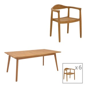pak-340-000033 ΤΡΑΠΕΖΑΡΙΑ 7 ΤΕΜ. GANNY-PINO PAKOWORLD TEAK ΞΥΛΟ ΣΕ ΦΥΣΙΚΗ ΑΠΟΧΡΩΣΗ 180/240X100X75ΕΚ