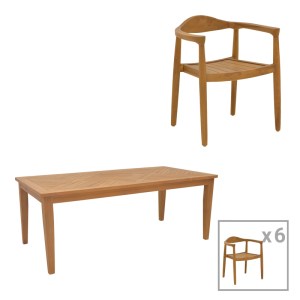 pak-340-000035 ΤΡΑΠΕΖΑΡΙΑ ΣΕΤ 7ΤΕΜ. GANNY-MADY PAKOWORLD TEAK ΞΥΛΟ ΣΕ ΦΥΣΙΚΗ ΑΠΟΧΡΩΣΗ 200X100X75ΕΚ