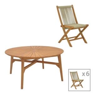 pak-340-000037 ΤΡΑΠΕΖΑΡΙΑ 7ΤΕΜ. BANOU-COLEN PAKOWORLD TEAK ΞΥΛΟ ΣΕ ΦΥΣΙΚΗ ΑΠΟΧΡΩΣΗ Φ150X75ΕΚ