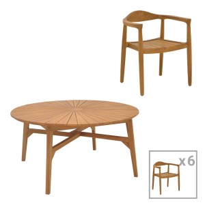pak-340-000038 ΤΡΑΠΕΖΑΡΙΑ 7ΤΕΜ. GANNY-COLEN PAKOWORLD TEAK ΞΥΛΟ ΣΕ ΦΥΣΙΚΗ ΑΠΟΧΡΩΣΗ Φ150X75ΕΚ